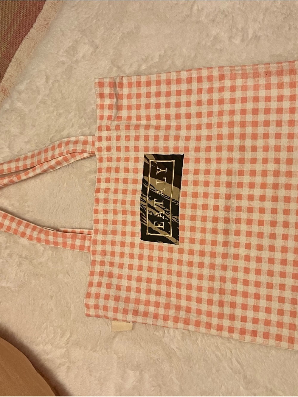 Eataly Pink Gingham Tote